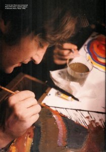 John painting at the Tokyo Hilton, 1966. (The hand next to him belongs to Paul