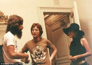    * The photographs show Lennon smiling and joking around and Yoko Ono engaged in conversation with a frosty looking Harrison.