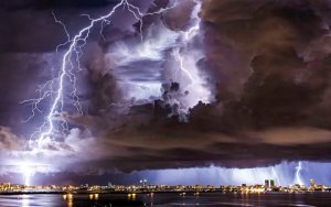 Bolts of lightning above Miami by Chad Weisser