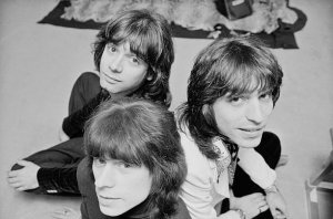Alan Merrill, Jake Hooker and Paul Varley of English/American pop group The Arrows in London on 11th March 1976.