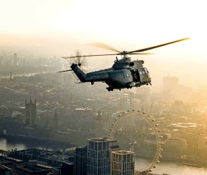 33 Squadron Puma flying over London