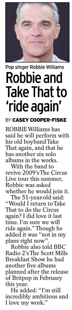 Robbie Williams Tops Poll over John and Paul