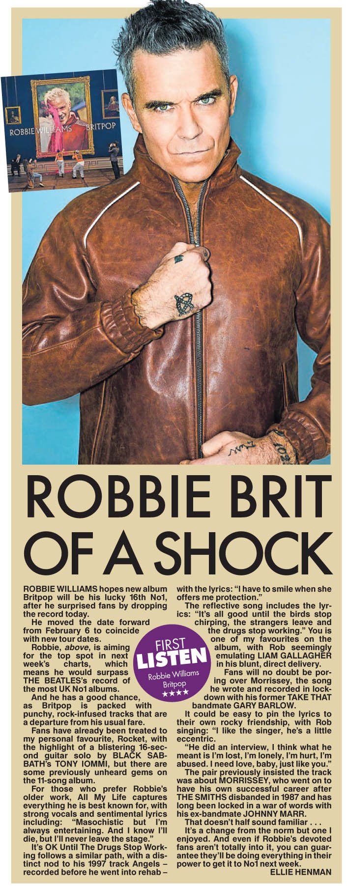 Robbie Williams Tops Poll over John and Paul