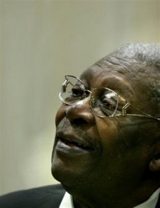 Legendary blues entertainer B.B. King listens as he appears at a book store to autograph his combined new book and CD collection 'The B.B. King Treasures,' in New York, on Tuesday, Nov. 29, 2005. 