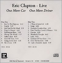 ERIC CLAPTON Live at Staples: One More Car, One More Rider (2002 US 20-track advance In-House 2 x Reprise promo CD-R acetate set including bonus track: Layla - Acoustic In Japan, custom printed discs with title/tracklisting inlay)