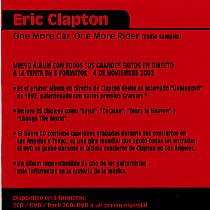 ERIC CLAPTON One More Car, One More Rider (2002 Spanish 3-track promo-only radio sampler CD featuring Cocaine, Bell Bottom Blues & Badge, custom card title sleeve SP193W)