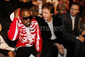 PARIS - OCTOBER 5 : Musicians Kanye West and Paul McCartney attend the Stella McCartney Fashion Show, as part of Paris Fashion Week Spring/Summer 2007 on October 5, 2006 in Paris, France.