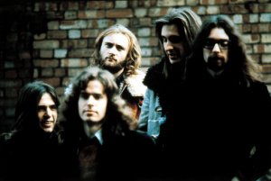 The classic lineup of Genesis in the early 1970s. From left: Peter Gabriel, Tony Banks, Phil Collins, Mike Rutherford and Steve Hackett.