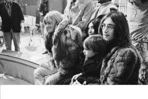 10 Dec 1968.  Brian Jones, Yoko Ono, John Lennon, Julian Lennon   